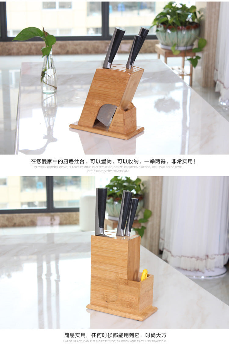 Wood Kitchen Knife Holder Bamboo Scissors Chopsticks Gadget Storage Shelf Rack Knife Block Stand Organizer Accessories WY804