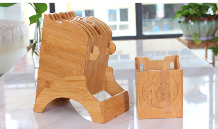 Wood Kitchen Knife Holder Bamboo Scissors Chopsticks Gadget Storage Shelf Rack Knife Block Stand Organizer Accessories WY804