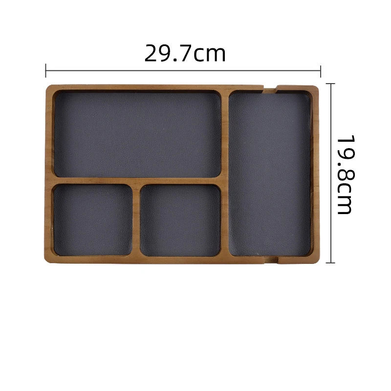 Bandeja Organizadora de Mesa Elegante de Madeira Maciça para Escritório e Casa - ideal para telefone, smartwatch, óculos, carteira, canetas, decoração