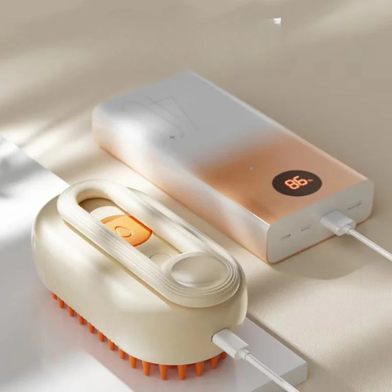Escova Higienizadora para Cães e Gatos Escova Elétrica para Higienizar Cães e Gatos Escova a Vapor para Massagem e Tosa de Pets, Remove Pelos Velhos