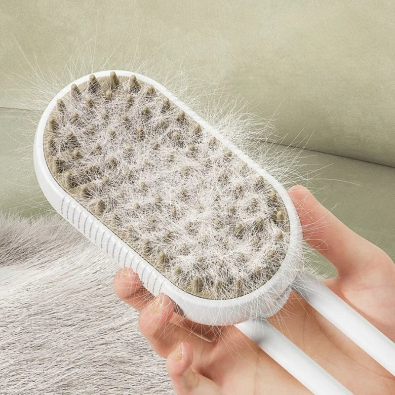 Escova Higienizadora para Cães e Gatos Escova Elétrica para Higienizar Cães e Gatos Escova a Vapor para Massagem e Tosa de Pets, Remove Pelos Velhos