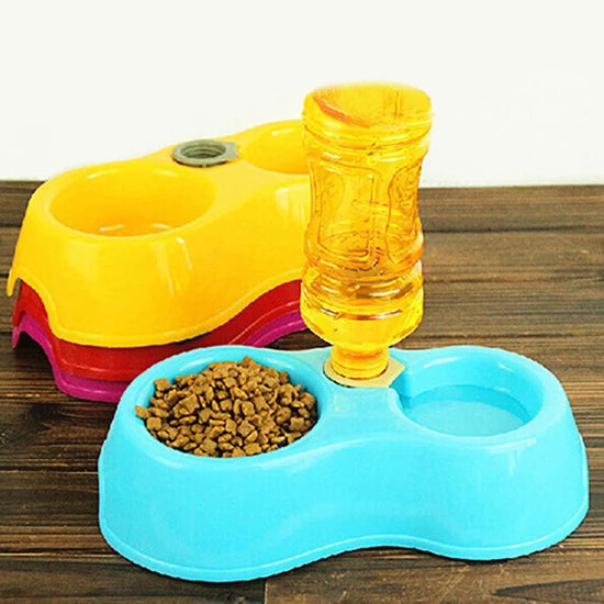 Pet Bowl Automatic Feeder Dog Cat Food Bowl with Water Dispenser Double Bowl Drinking Raised Stand Dish Bowls with Pet Supplies