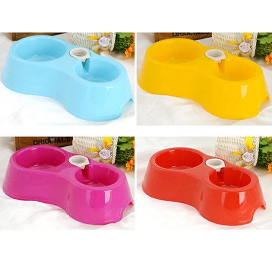 Pet Bowl Automatic Feeder Dog Cat Food Bowl with Water Dispenser Double Bowl Drinking Raised Stand Dish Bowls with Pet Supplies