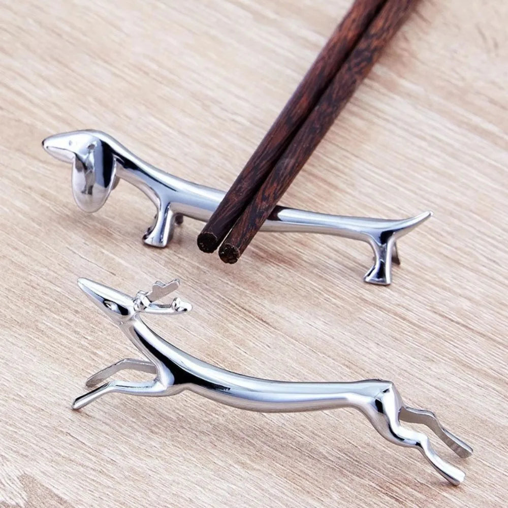 Silver Cutlery Bracket Holder Kitchen Accessories Fawn /Little Dog Shape Zinc Alloy Cutlery Storage Cute Chopsticks Holder