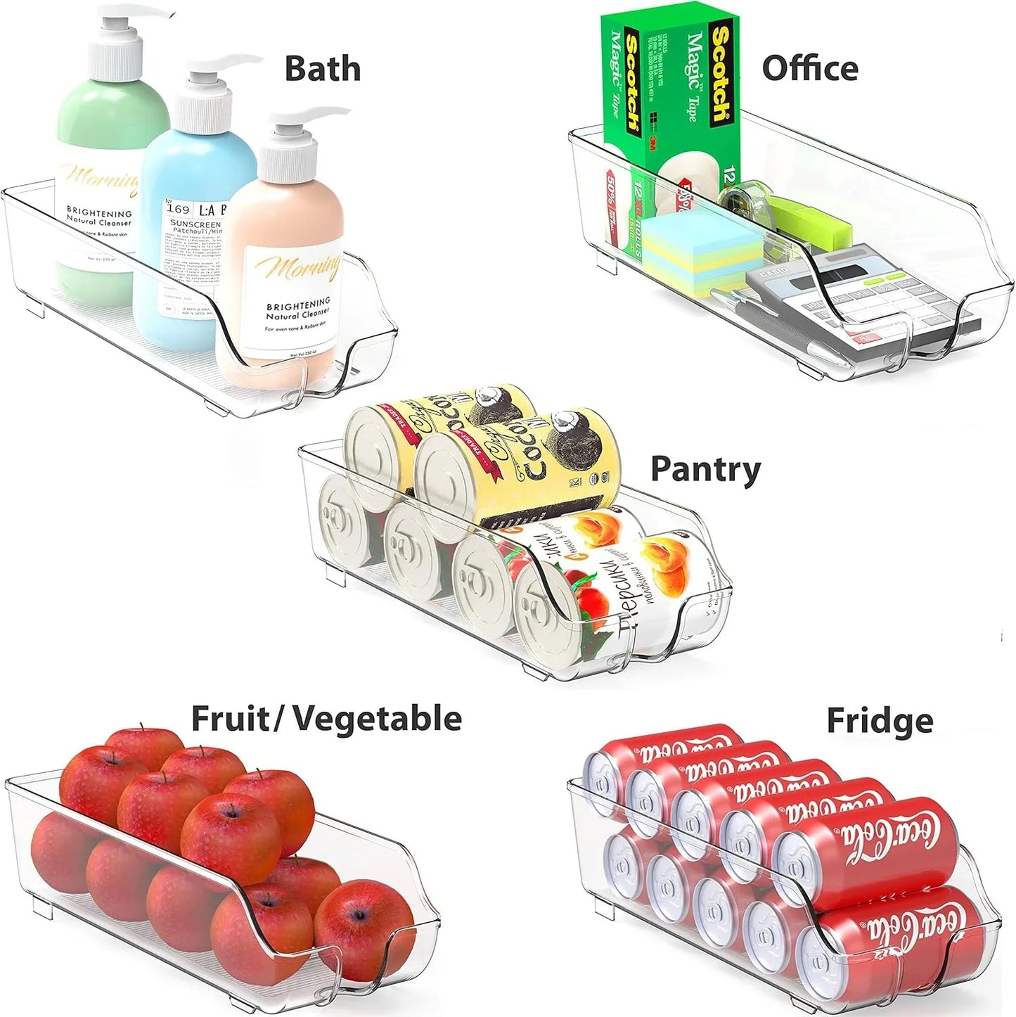 plastic box Simple Houseware Soda Can Organizer for Pantry / Refrigerator, Clear, Set of 2 storage box storage organizer