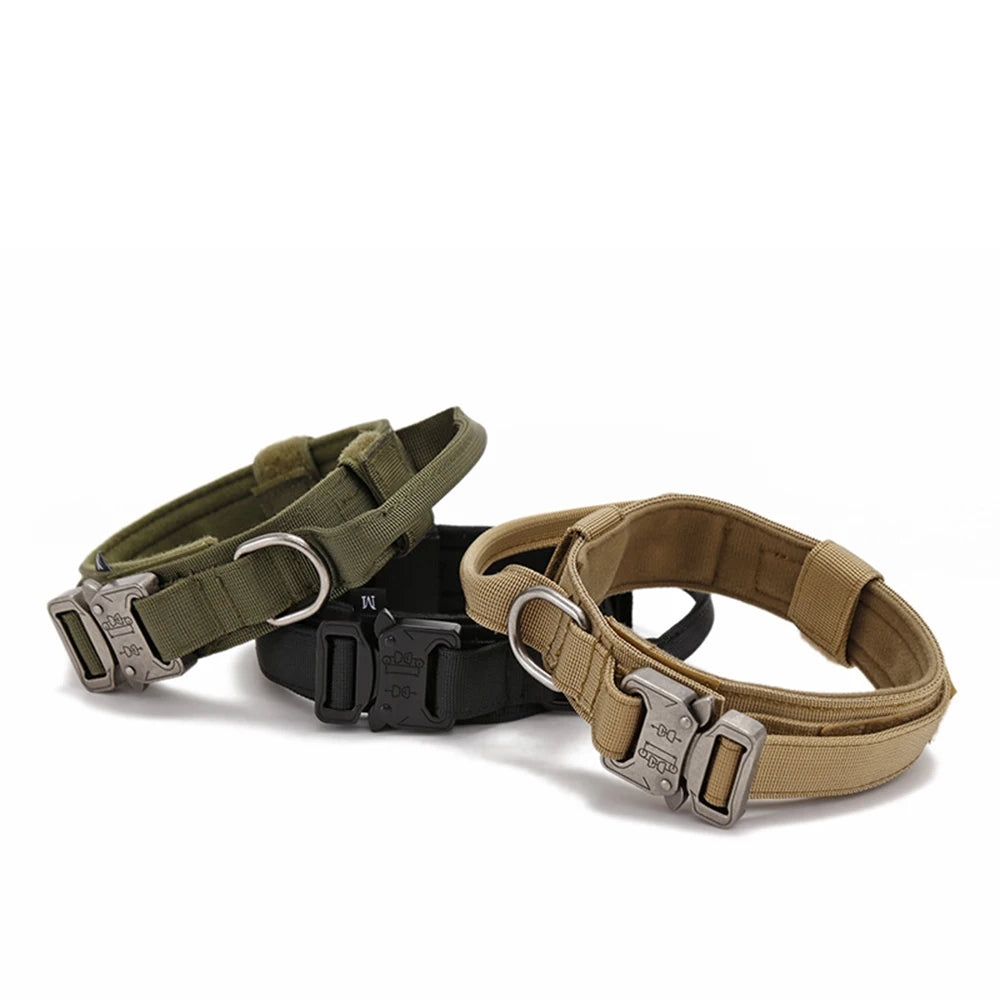 Coleiras e Guias para Cães Pets, Material de Nylon, Coleira Refletiva Durável, Coleira Tática para Treinamento de Pets