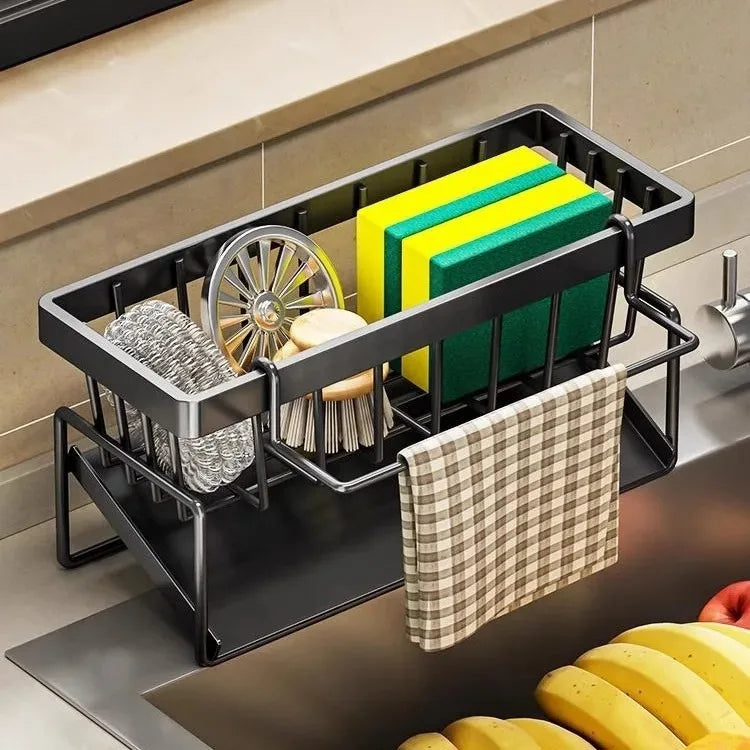 Kitchen Sink Drain Rack Organizer Stainless Steel Self-draining Sink Shelf Soap Sponge Holder Dishcloth Towel Rack filter baske