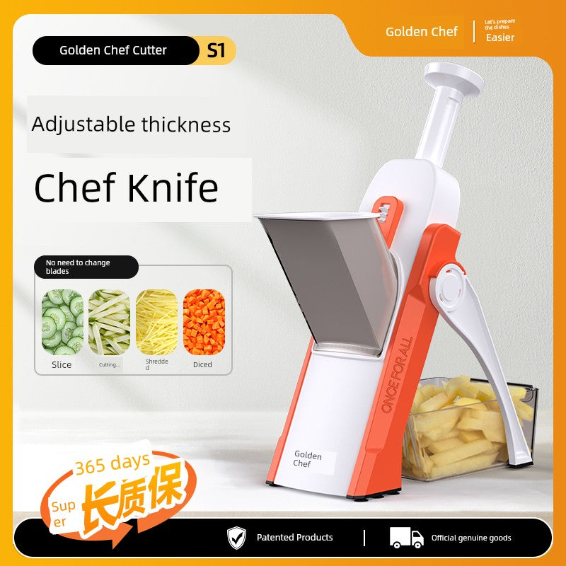Ralador, Fatiador, Raspador e Picador Multifuncional Gold Kitchen Fatiador em cubos para uso doméstico, cortador universal de vegetais para cozinha