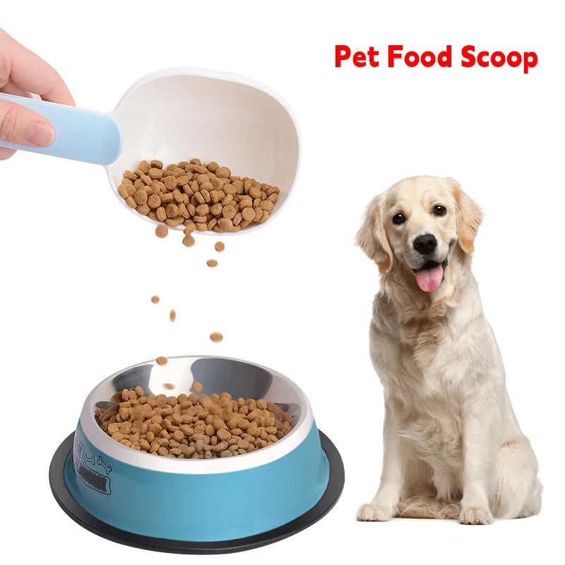 Dog Food Scoop Multifunctional Pet Feeding Spoon with Sealing Clip Grade Plastic Cat Food Dedicated Measuring Spoon