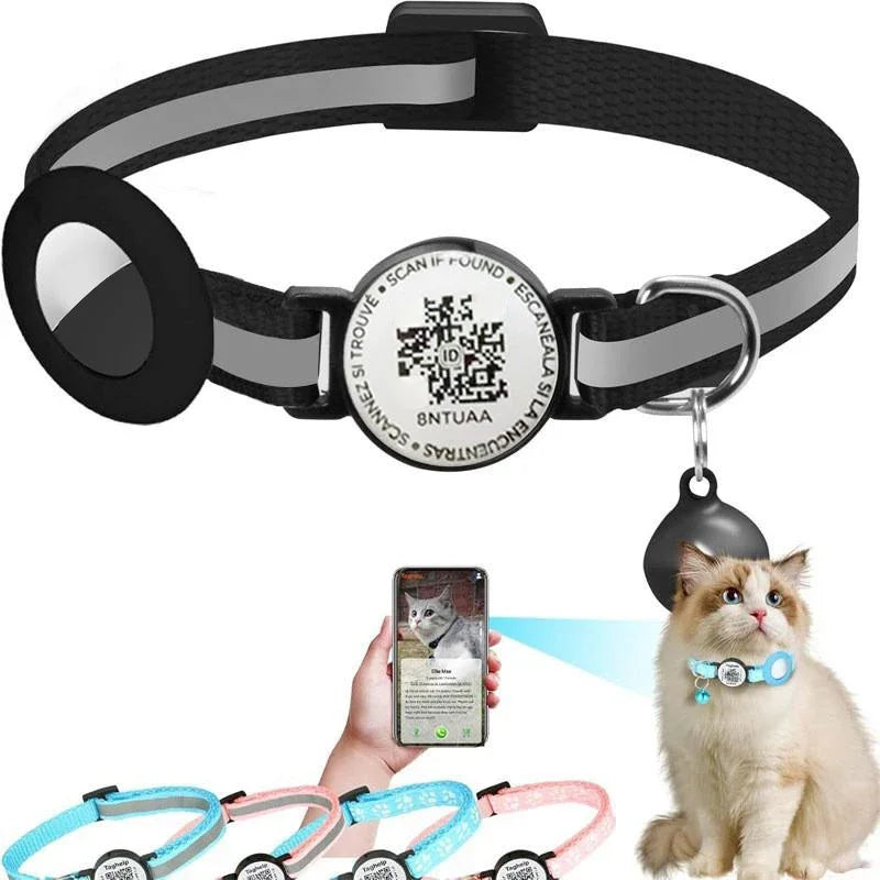 New Airtag Protective Cover Qr Code Collar Positioning Anti Loss Tracking Pet Collar Adjustable Reflective Strip Collar Rope