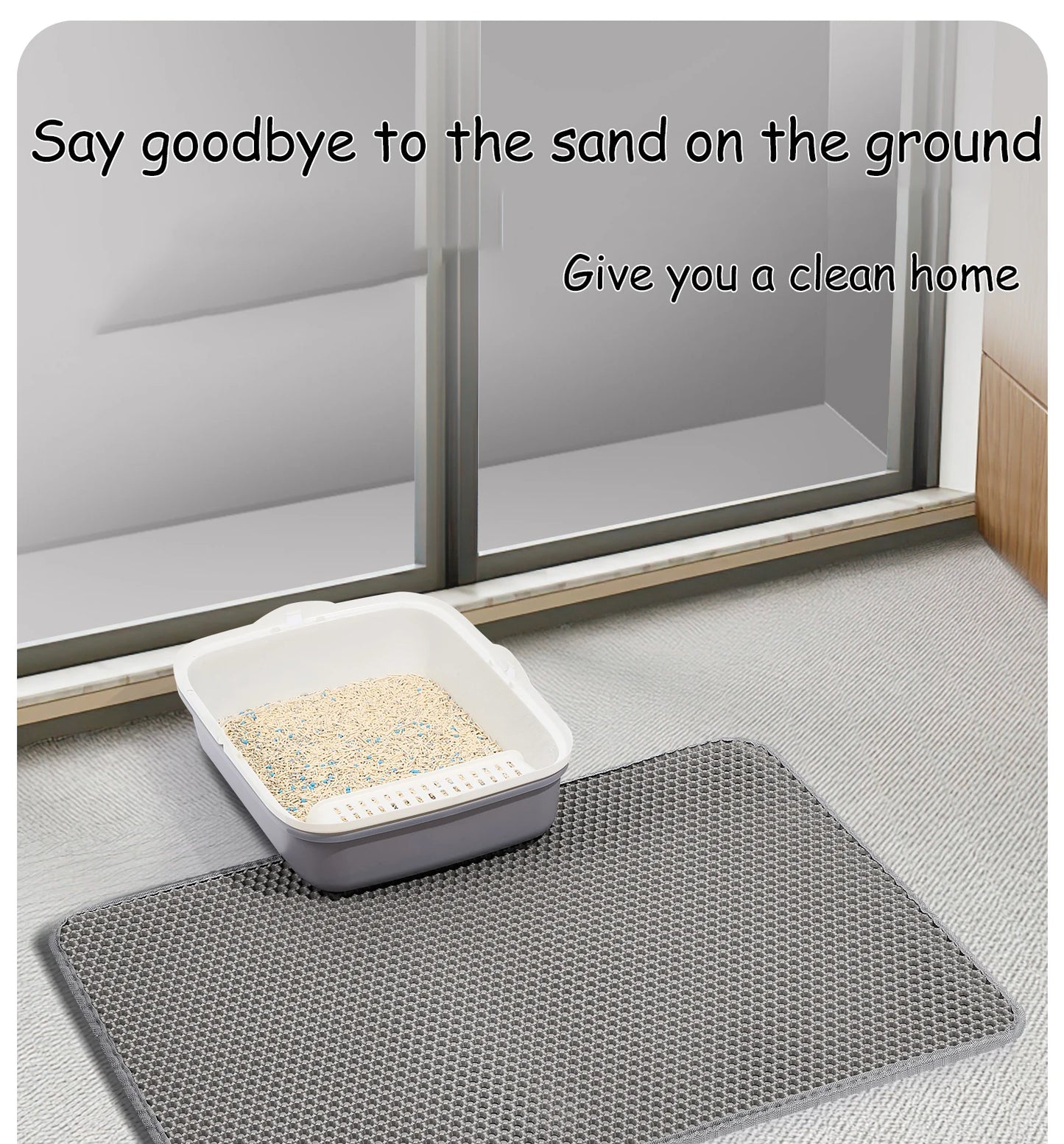 Large Waterproof Cat Litter Mat Double Layer Non-Slip Washable Pet Litter Box Mat Durable Sand Trapper Easy Clean
