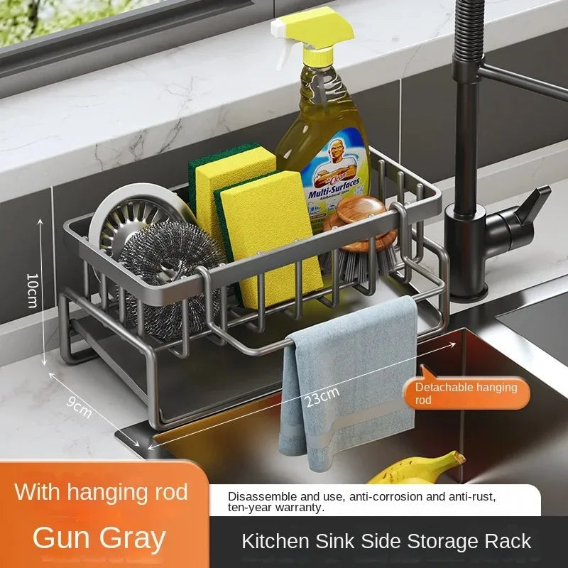Kitchen Sink Drain Rack Organizer Stainless Steel Self-draining Sink Shelf Soap Sponge Holder Dishcloth Towel Rack filter baske