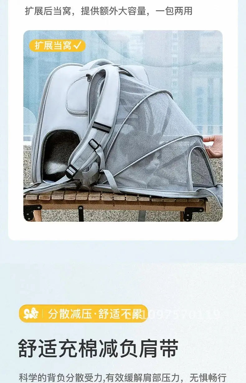 Pet Supplies Cat Backpack Breathable Foldable Bag Puppy Outdoor Capacity Use Walk Cage Pet Expandable Travel Large