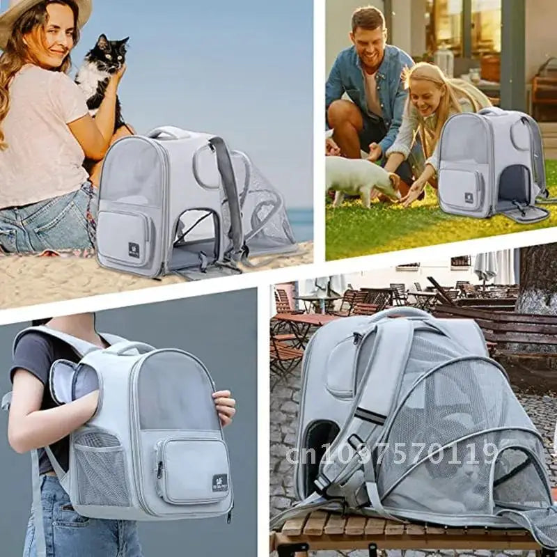 Pet Supplies Cat Backpack Breathable Foldable Bag Puppy Outdoor Capacity Use Walk Cage Pet Expandable Travel Large