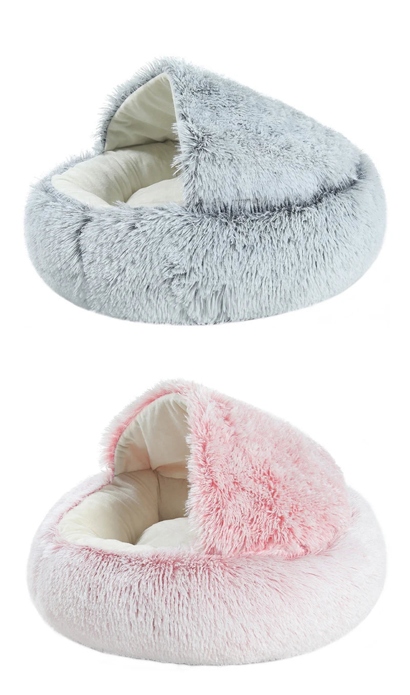 Cat Bed Pet Mattress Warm Soft Plush Pet Bed with Cover Round Cat Dog Sleeping Nest Cave for Small Dogs kitten
