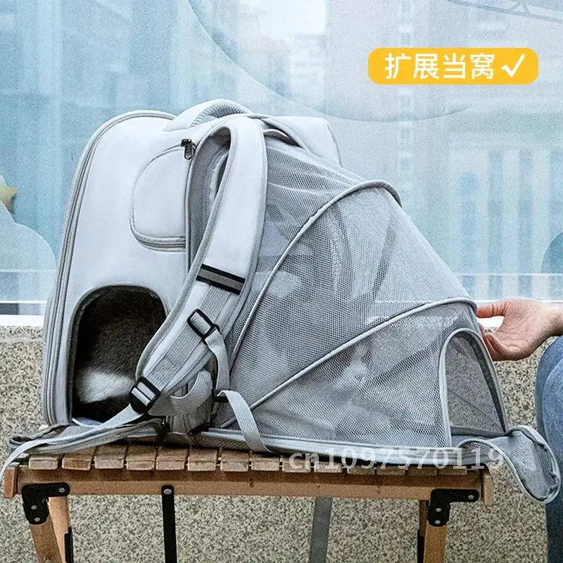 Pet Supplies Cat Backpack Breathable Foldable Bag Puppy Outdoor Capacity Use Walk Cage Pet Expandable Travel Large