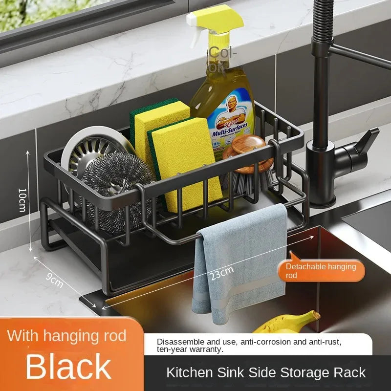 Kitchen Sink Drain Rack Organizer Stainless Steel Self-draining Sink Shelf Soap Sponge Holder Dishcloth Towel Rack filter baske