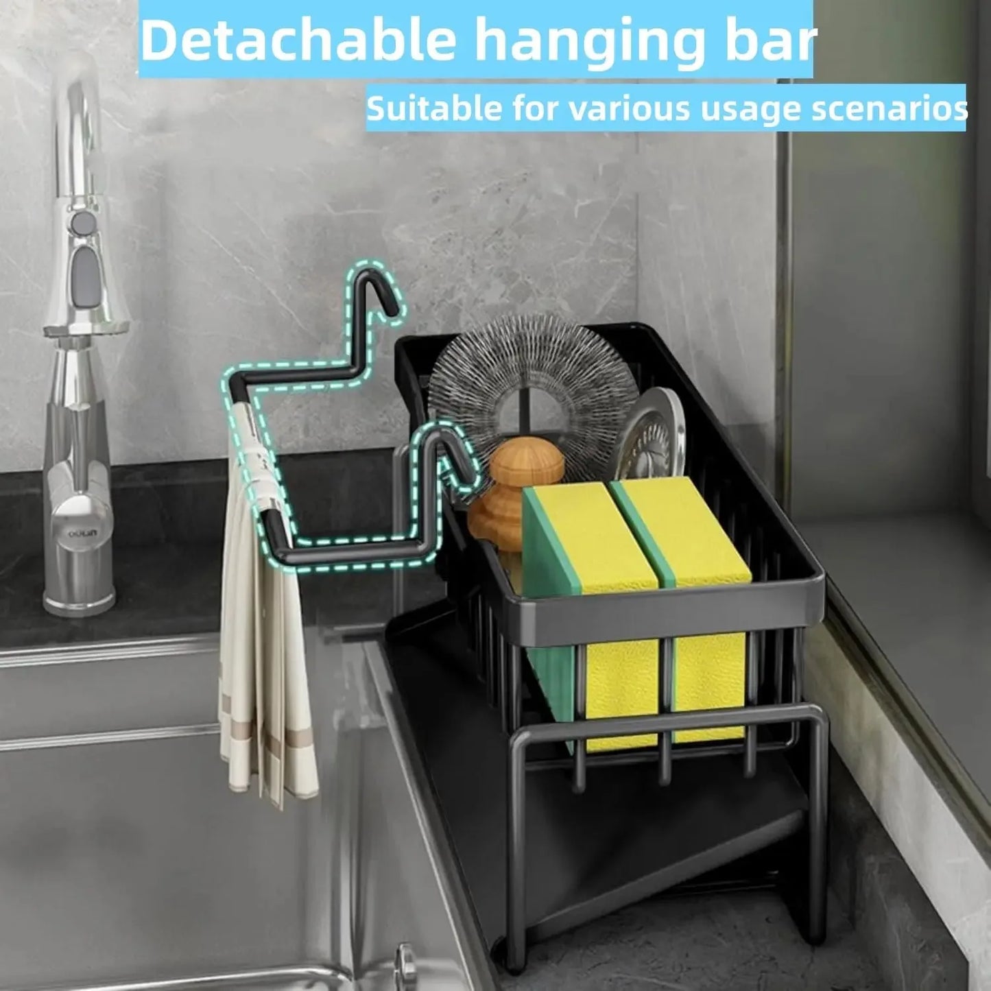 Kitchen Sink Drain Rack Organizer Stainless Steel Self-draining Sink Shelf Soap Sponge Holder Dishcloth Towel Rack filter baske
