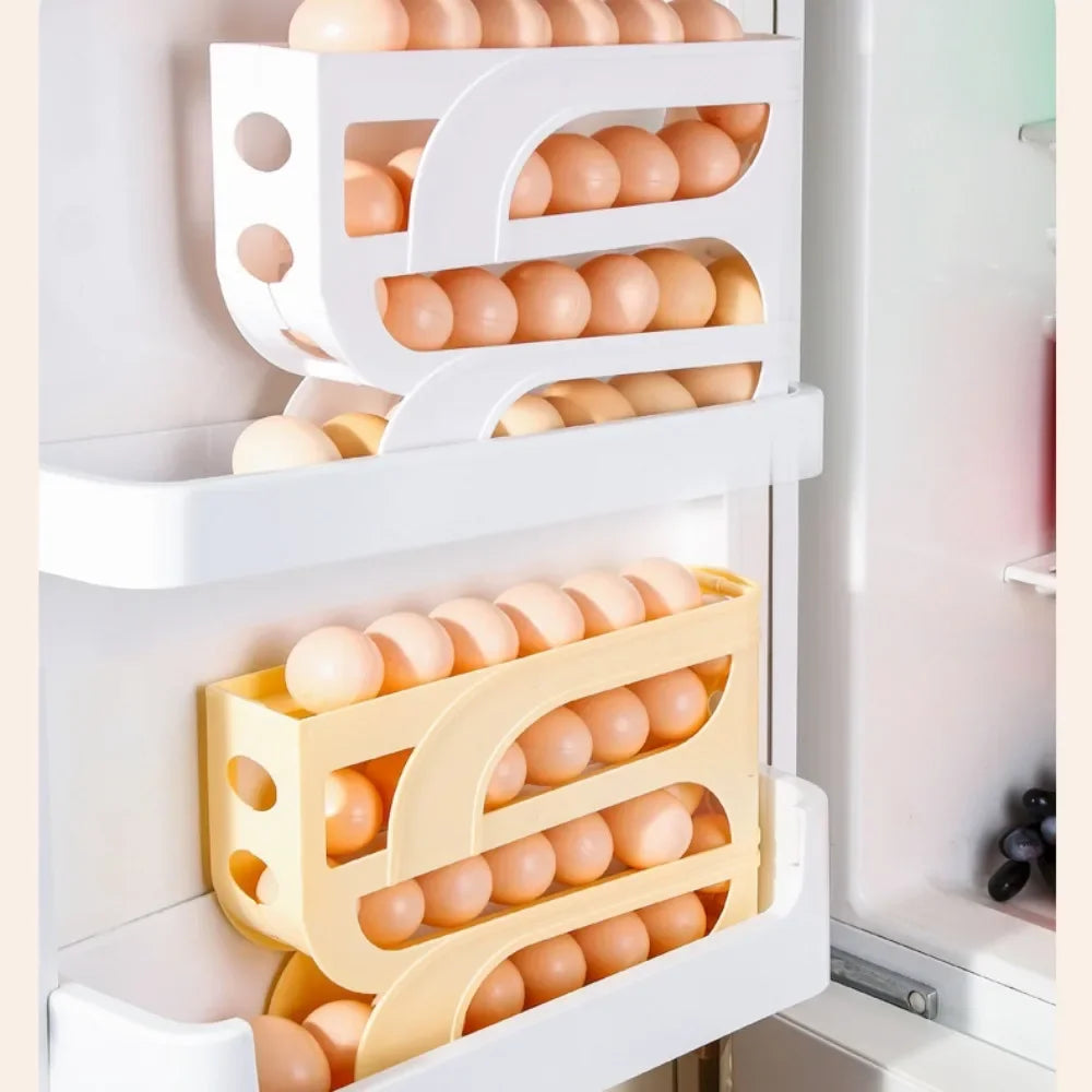 Organovo - Suporte Organizador de Ovos para Geladeira, Movimento Automático por Gravidade, 3 ou 4 Camadas, Grande Capacidade, Dispensador