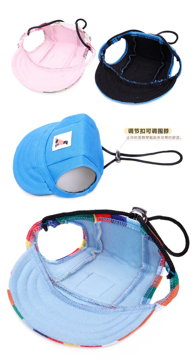 강아지 Dog Baseball Cap Hat with Neck Strap Adjustable Comfortable Ear Holes for Small Medium Large Dogs in Ourdoor Sun Protection
