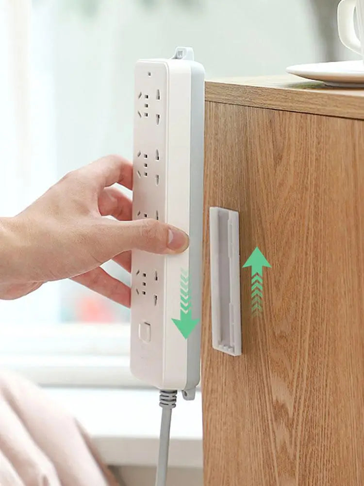 Power Strip Holder Wall Extension Socket Adhesive Organizer Cable Fixator Protector Buckle Fixer Surge Self Mounted