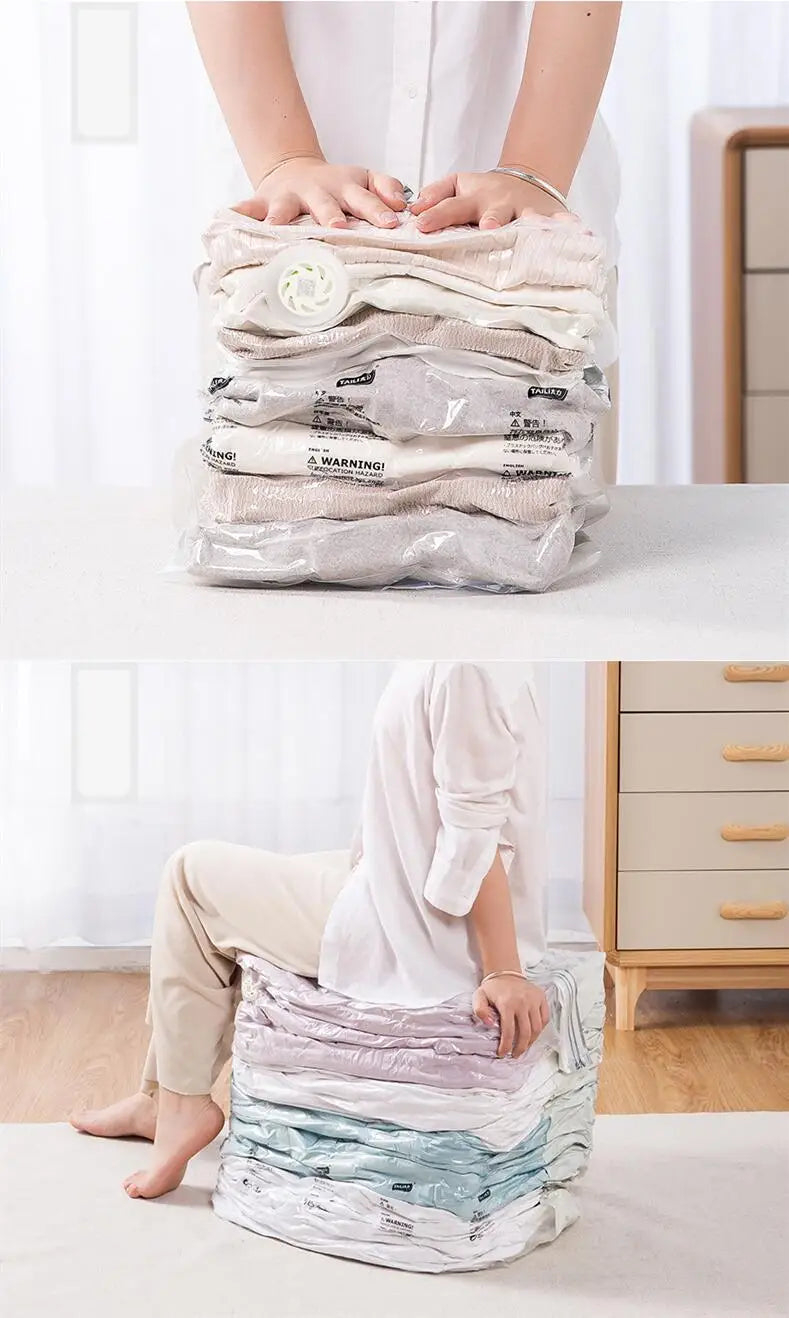 New Patented Vacuum Bags Large Plastic Storage Bags for Storing Clothes Blankets Compression Empty Bag Covers Travel Accessories