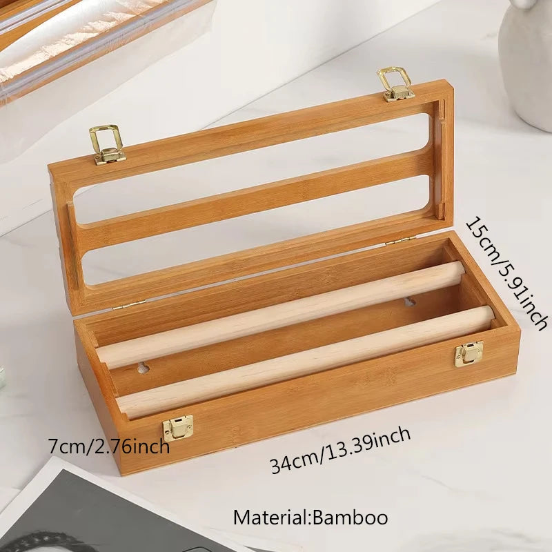 Hot 3 IN 1 Plastic Wrap Dispenser with Cutter Food Wrap Cling Film Storage Organizer Acrylic Foil Organizer for Kitchen Drawer