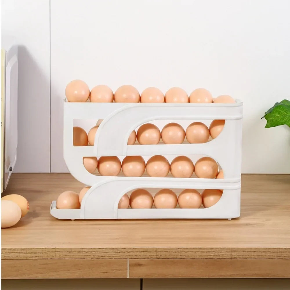 Organovo - Suporte Organizador de Ovos para Geladeira, Movimento Automático por Gravidade, 3 ou 4 Camadas, Grande Capacidade, Dispensador