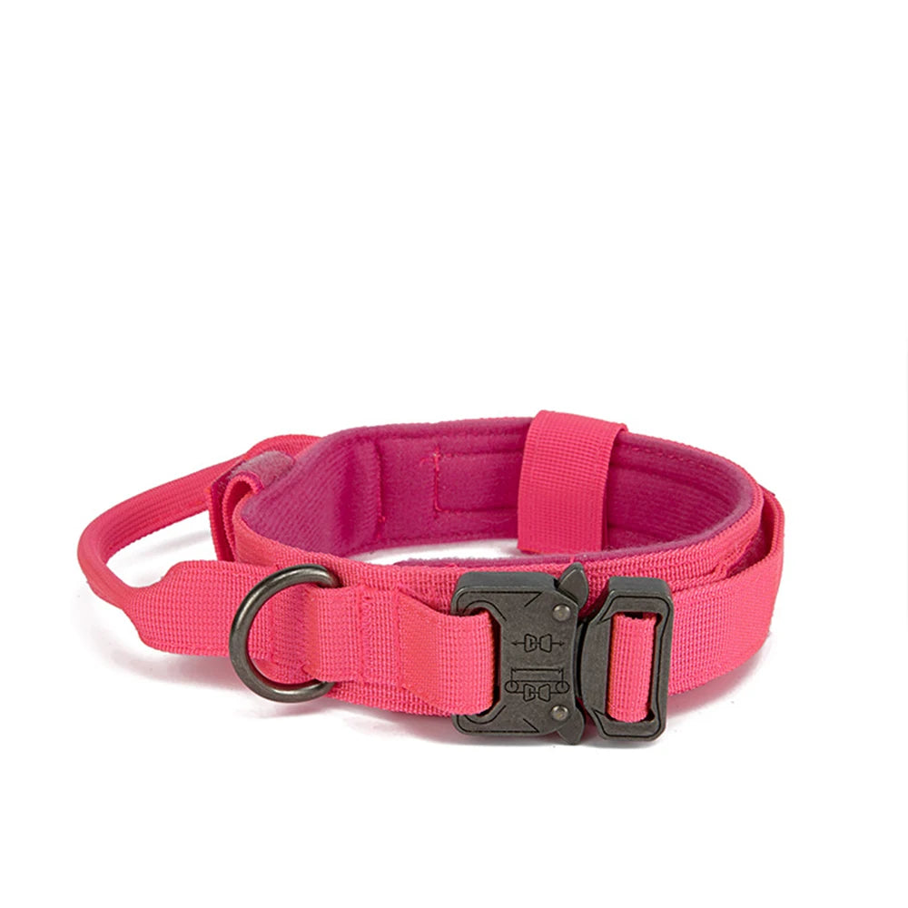 Coleiras e Guias para Cães Pets, Material de Nylon, Coleira Refletiva Durável, Coleira Tática para Treinamento de Pets