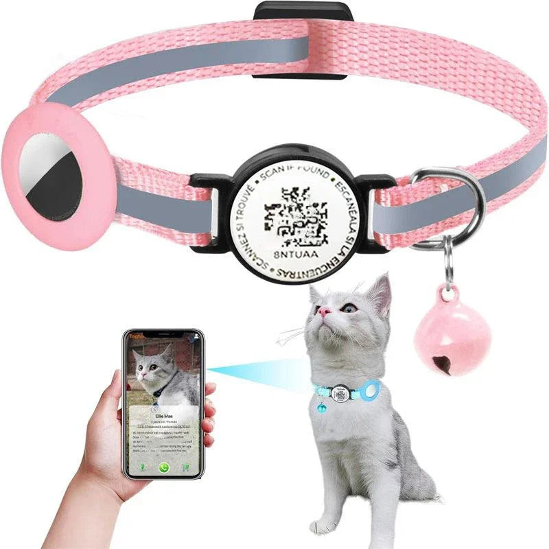New Airtag Protective Cover Qr Code Collar Positioning Anti Loss Tracking Pet Collar Adjustable Reflective Strip Collar Rope
