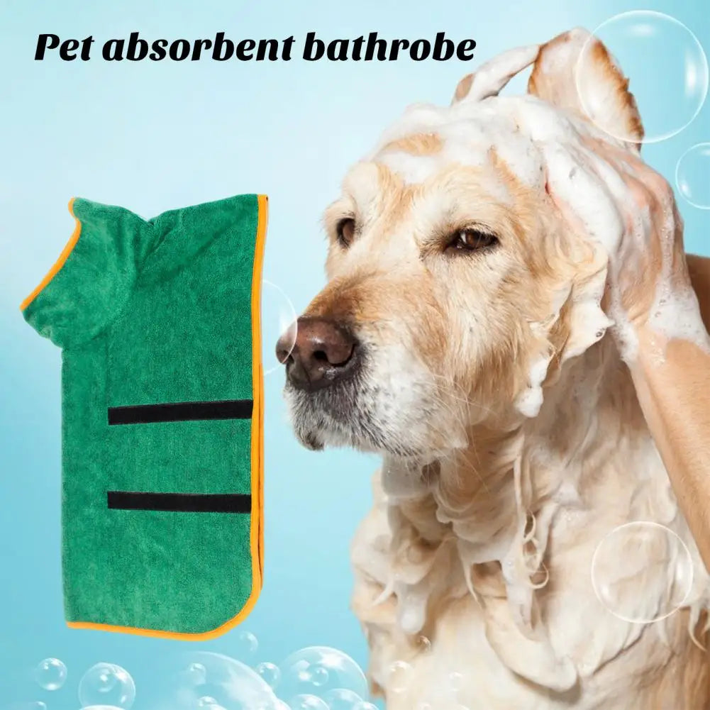 Pet Robe Coat with Secure Fit Super Absorbent Microfiber Dog Bathrobe Towel Wrap for Small Medium Pets Adjustable Waist for Dogs