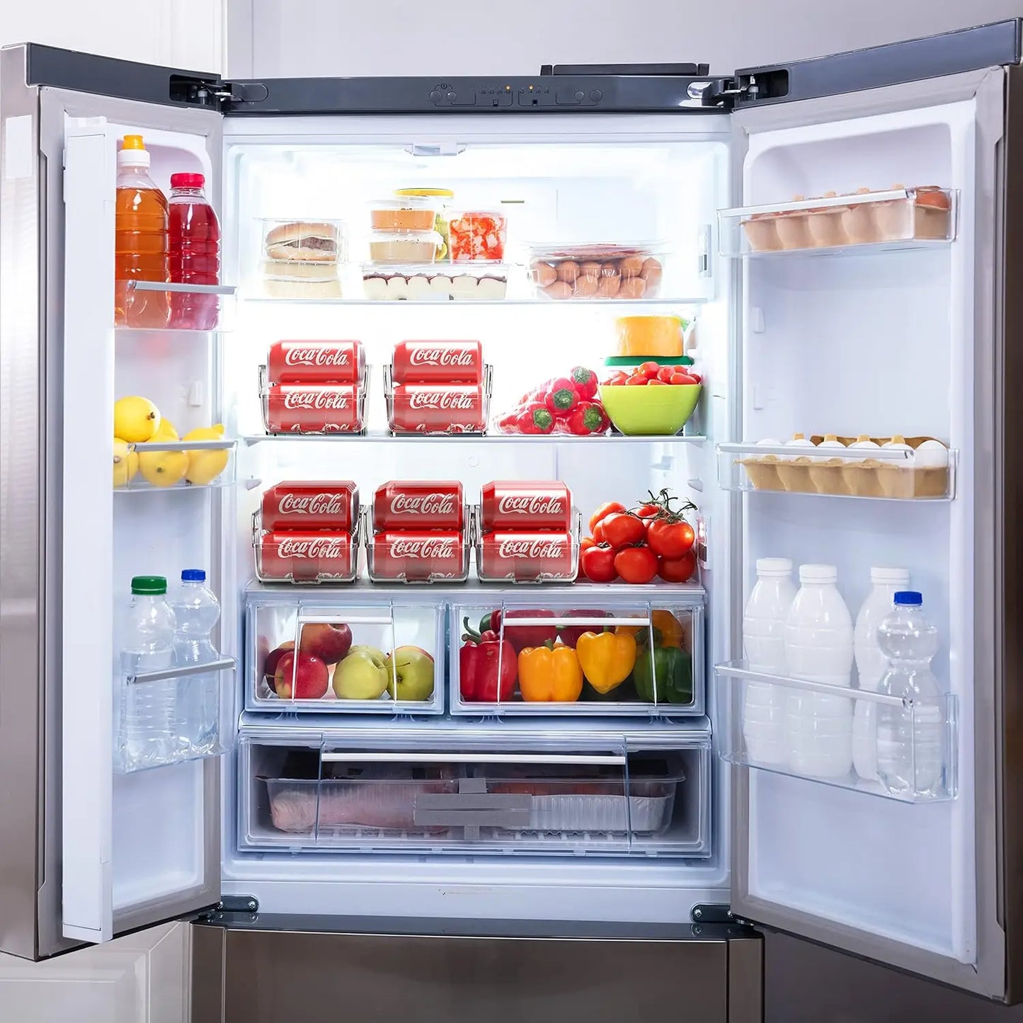 plastic box Simple Houseware Soda Can Organizer for Pantry / Refrigerator, Clear, Set of 2 storage box storage organizer