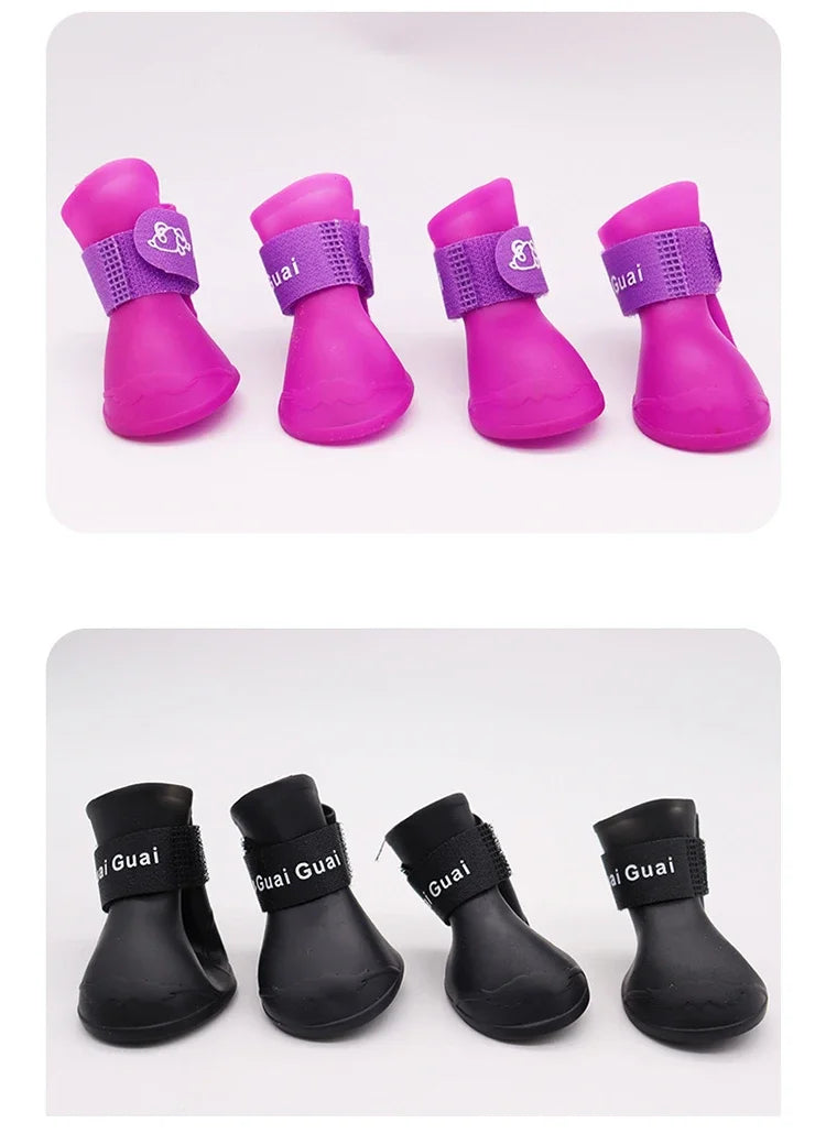 Pet silicone rain shoes anti-dirty non-slip waterproof dog shoes soft bottom footwear small dogs cats teddy Shoes