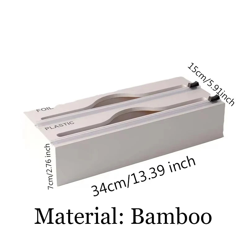 Hot 3 IN 1 Plastic Wrap Dispenser with Cutter Food Wrap Cling Film Storage Organizer Acrylic Foil Organizer for Kitchen Drawer