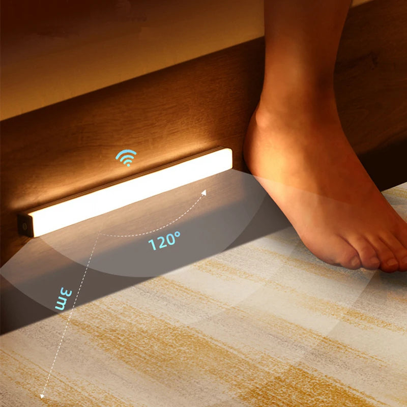 Luminária LED Organizadora de Ambientes com Sensor de Movimento, Sem Fio, Luz Noturna LED tipo C, Recarregável, Ideal para Armário, Guarda-Roupa, Corredores, Escadas, Garagem, Hall de Entrada, Roteiro de Caminho