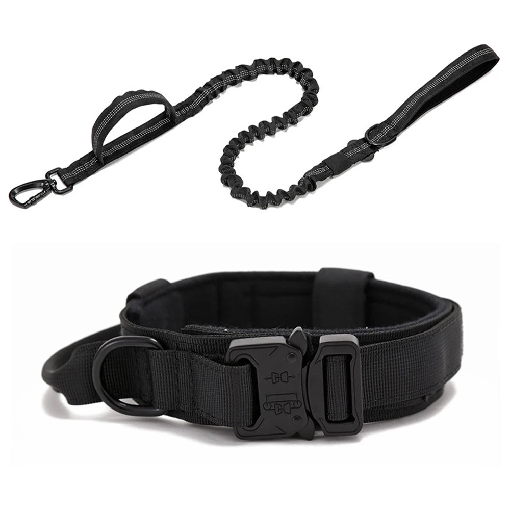 Coleiras e Guias para Cães Pets, Material de Nylon, Coleira Refletiva Durável, Coleira Tática para Treinamento de Pets