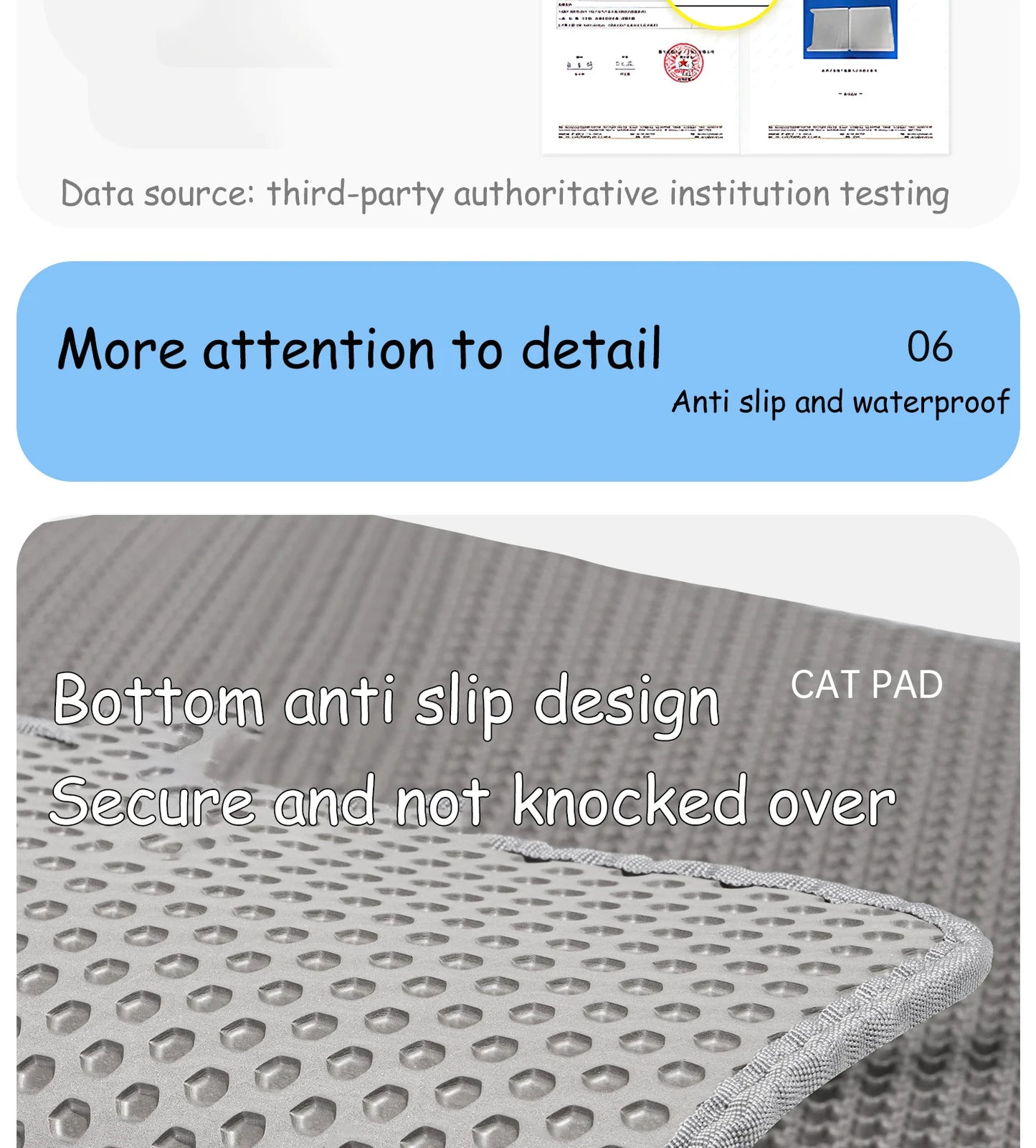 Large Waterproof Cat Litter Mat Double Layer Non-Slip Washable Pet Litter Box Mat Durable Sand Trapper Easy Clean