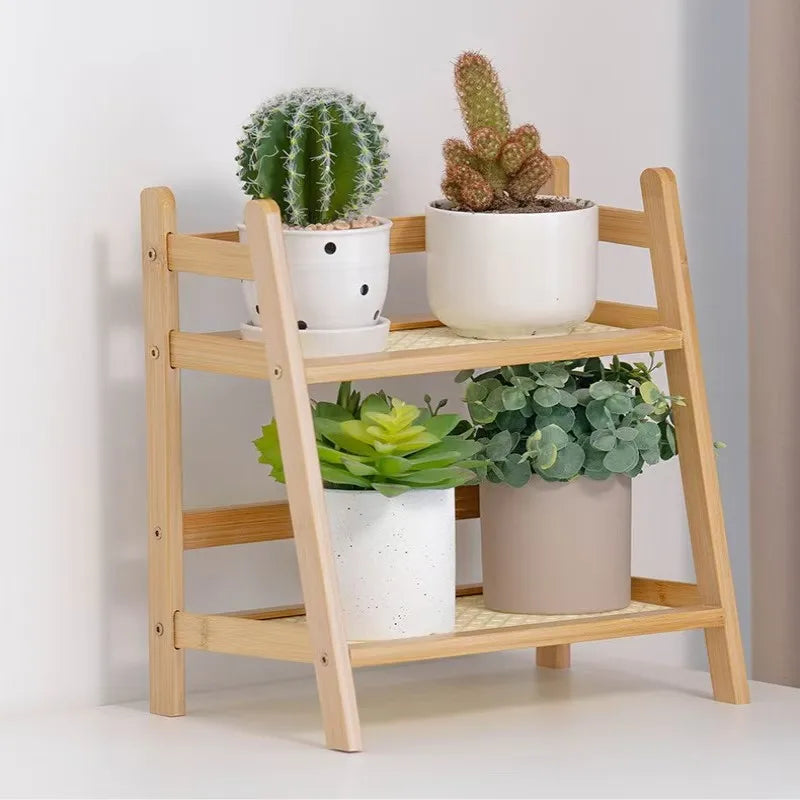 Wooden Storage Shelf for Kitchen Rattan Desktop Organizer Display Rack Spice Rack for Countertop Makeup Organizer for vanity