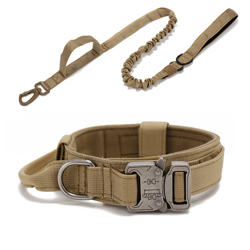 Coleiras e Guias para Cães Pets, Material de Nylon, Coleira Refletiva Durável, Coleira Tática para Treinamento de Pets