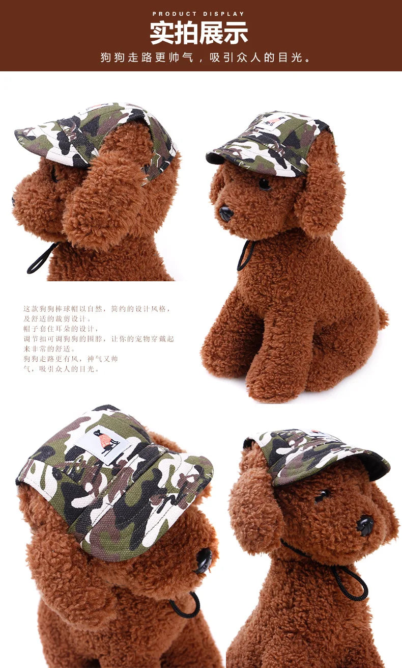 강아지 Dog Baseball Cap Hat with Neck Strap Adjustable Comfortable Ear Holes for Small Medium Large Dogs in Ourdoor Sun Protection