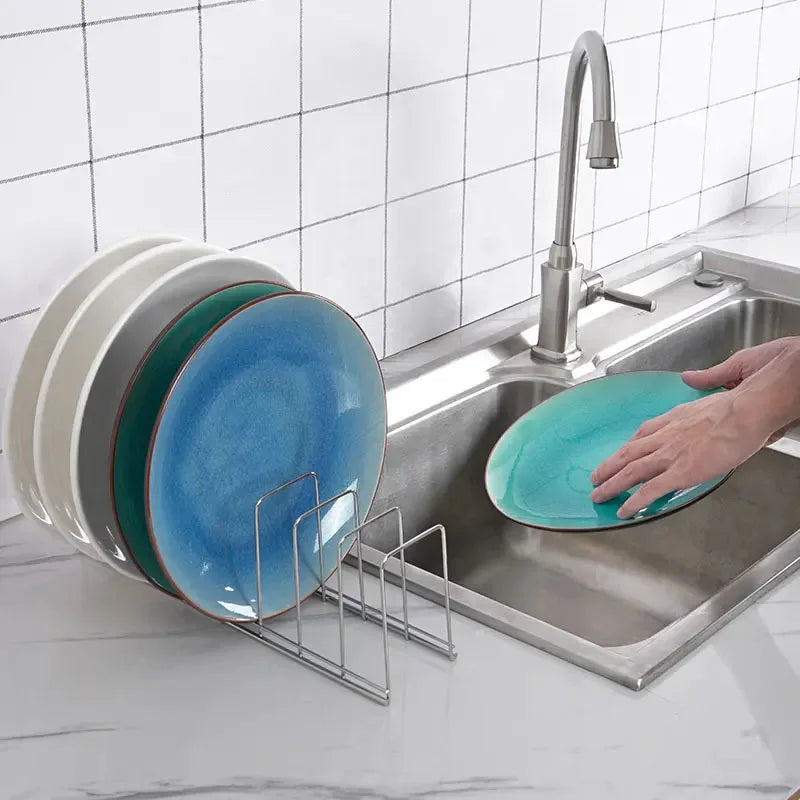 Organizador de tigelas de cozinha, suporte de pratos de aço inoxidável, talheres para casa, escorredor de tampas de panela, escorredor de pratos doméstico, acessórios de cozinha