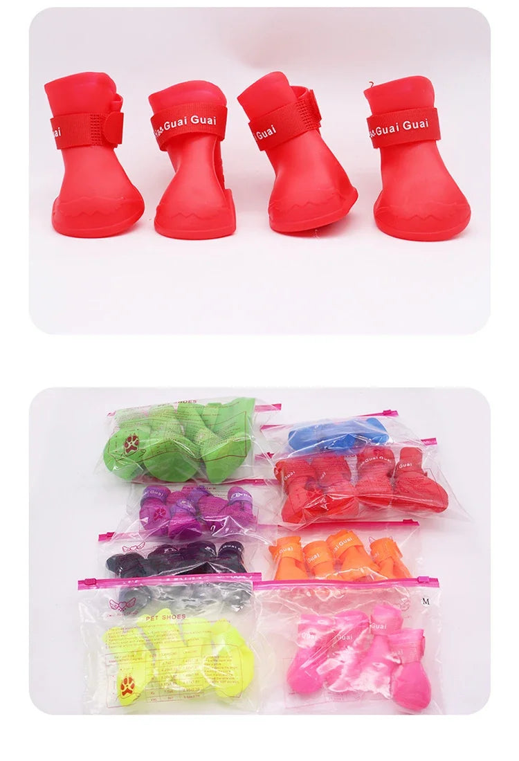 Pet silicone rain shoes anti-dirty non-slip waterproof dog shoes soft bottom footwear small dogs cats teddy Shoes