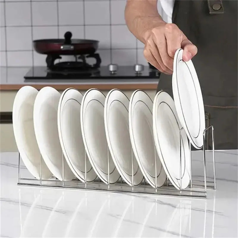 Organizador de tigelas de cozinha, suporte de pratos de aço inoxidável, talheres para casa, escorredor de tampas de panela, escorredor de pratos doméstico, acessórios de cozinha