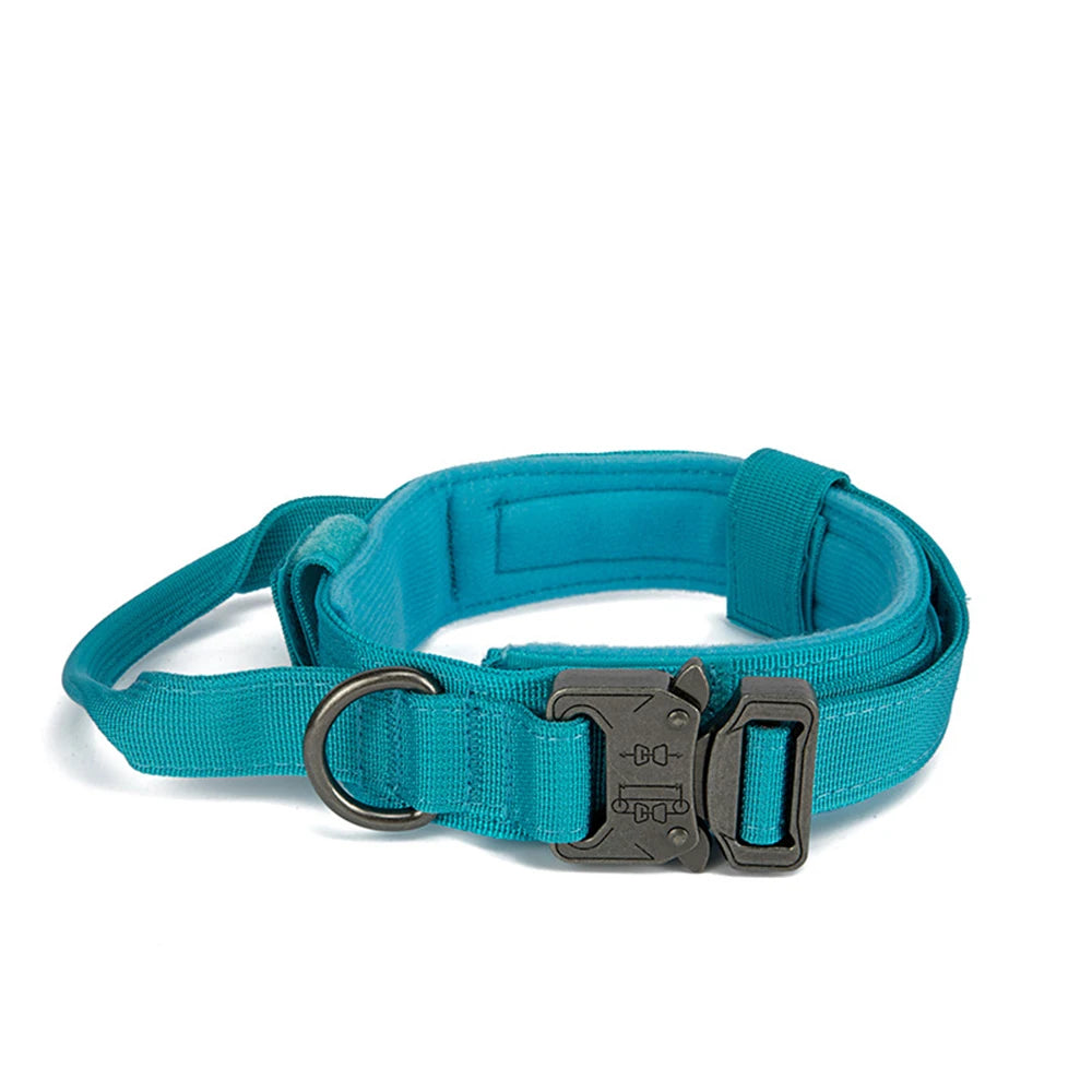 Coleiras e Guias para Cães Pets, Material de Nylon, Coleira Refletiva Durável, Coleira Tática para Treinamento de Pets