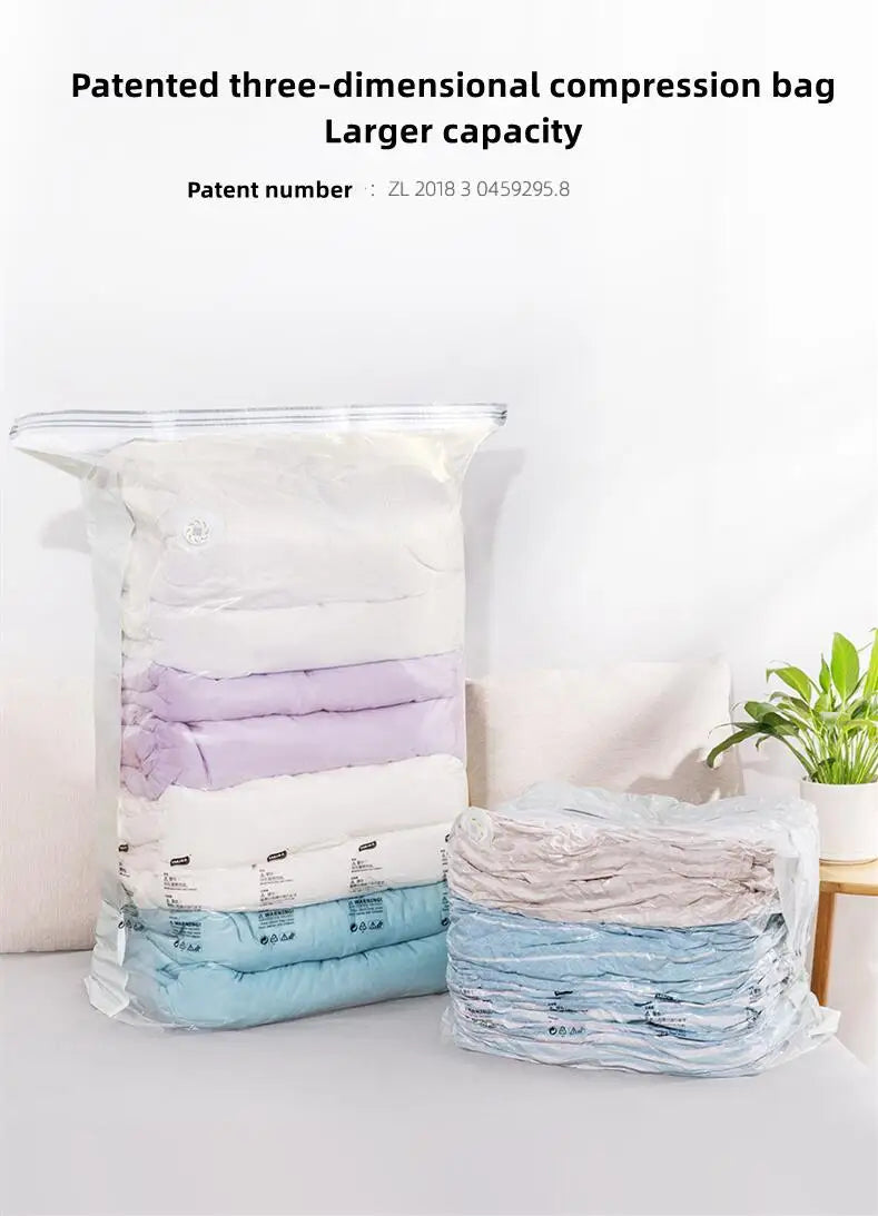 New Patented Vacuum Bags Large Plastic Storage Bags for Storing Clothes Blankets Compression Empty Bag Covers Travel Accessories
