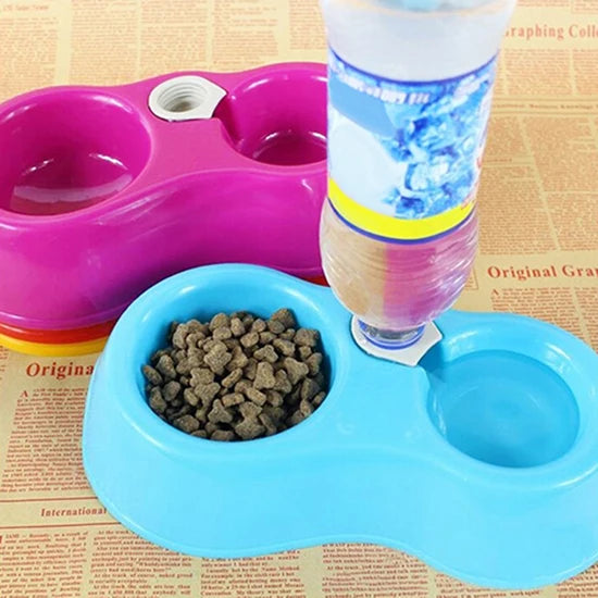 Pet Bowl Automatic Feeder Dog Cat Food Bowl with Water Dispenser Double Bowl Drinking Raised Stand Dish Bowls with Pet Supplies