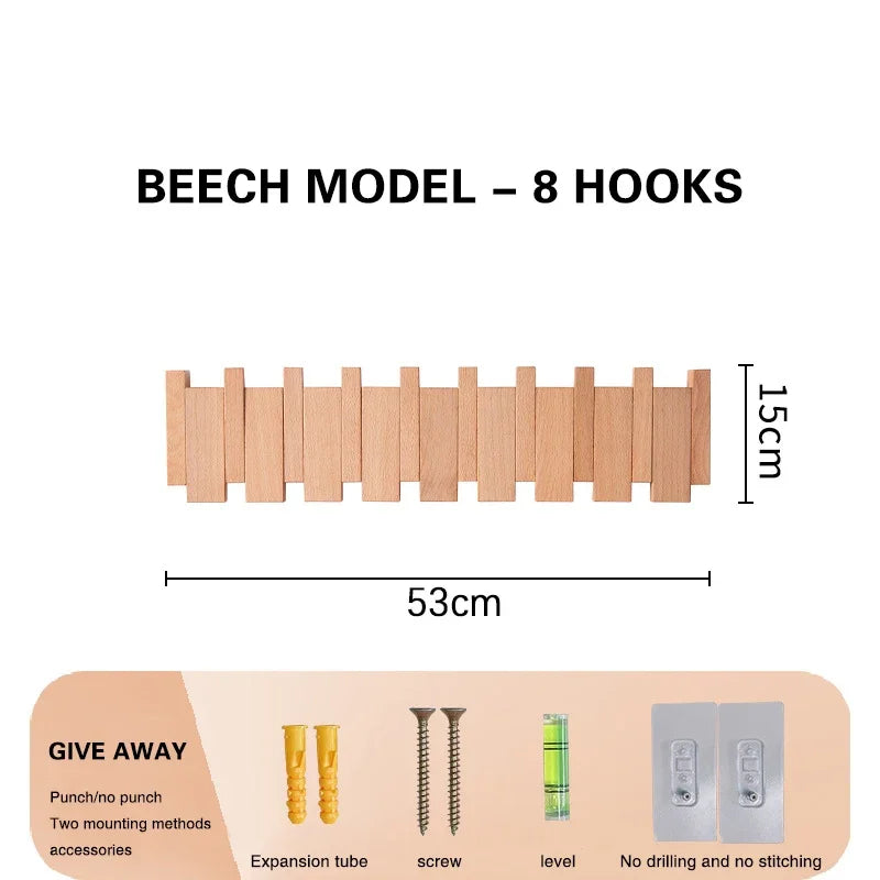 Wood Coat Racks Wall Mounted Keys Hats Organizer Entry Door Porch Hanging Coat Rack Piano Keys Shaped Clothes Hooks Home Decor