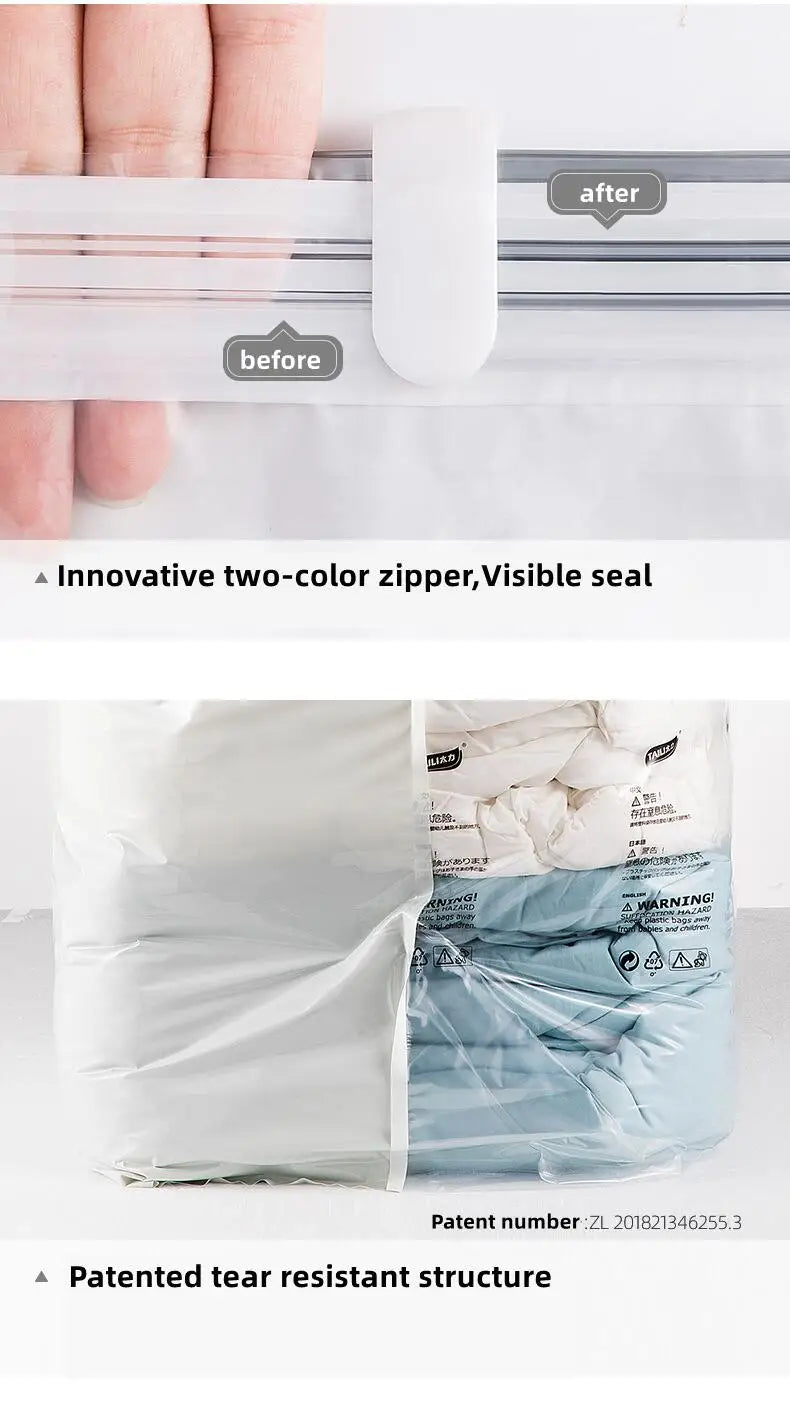 New Patented Vacuum Bags Large Plastic Storage Bags for Storing Clothes Blankets Compression Empty Bag Covers Travel Accessories