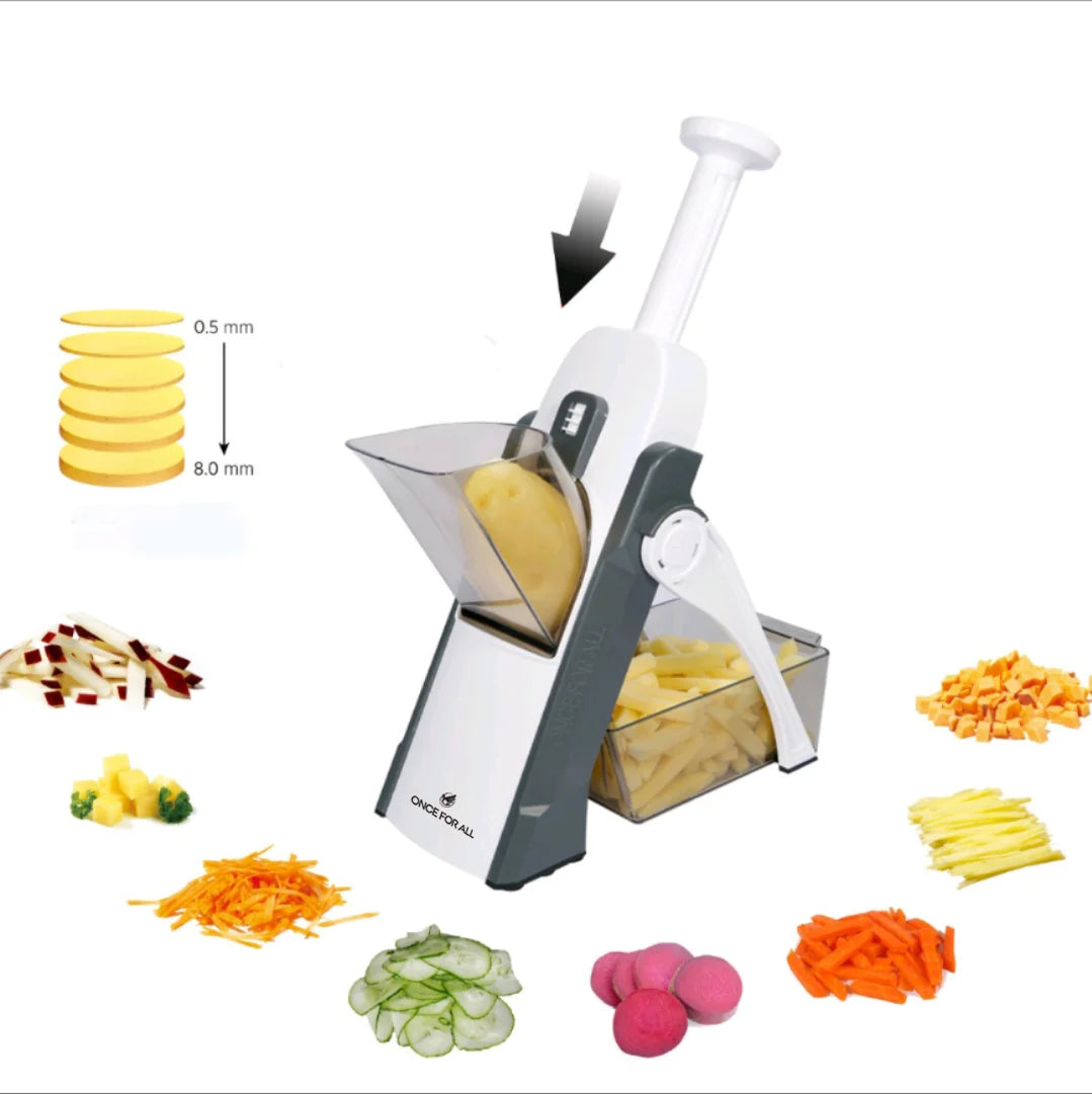 Cortador Fatiador Picador de Alimentos Legumes Frutas, Vegetais, Batatas, Aço Inox Plástico ABS Acessório de Cozinha, Organizador de Cozinha