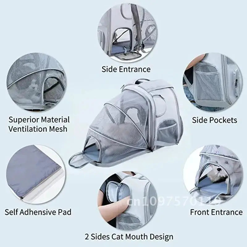 Pet Supplies Cat Backpack Breathable Foldable Bag Puppy Outdoor Capacity Use Walk Cage Pet Expandable Travel Large